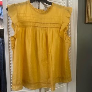Old Navy yellow flutter sleeve top ~ XL